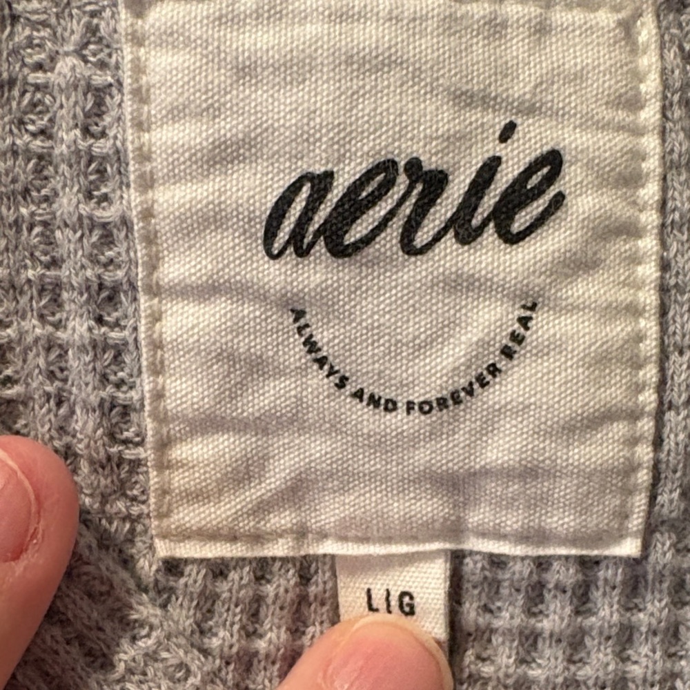 Aerie Light Gray Textured Sweater